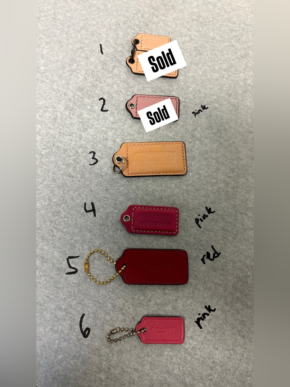 Coach Pink Leather Tag or Clear Butterfly or  Confetti Charms
